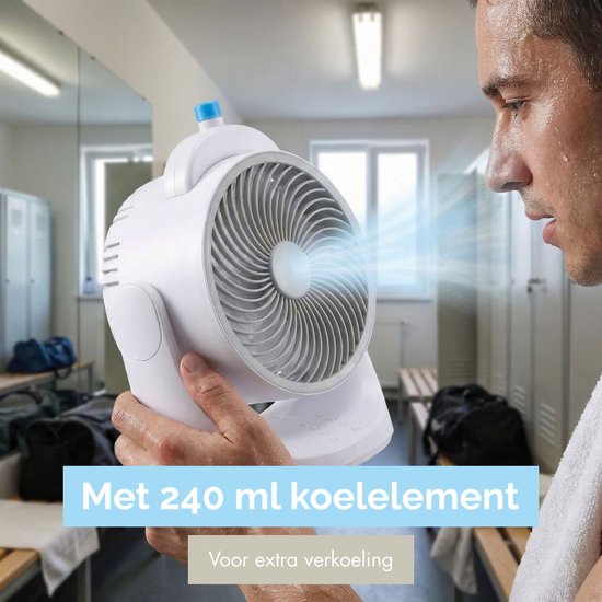 Mini ventilateur de table avec élément de refroidissement - Mini ventilateur réglable à 3 niveaux - Ventilateur USB avec lumière LED - Élément de refroidissement 240 ML - pour table bureau chambre à coucher