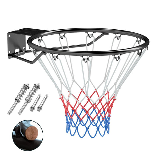 Coast Basketball Ring Ø 45 cm Black - Panier de basket solide et résistant aux intempéries avec filet pour fixation murale - 59,5 x 48 x 38 cm
