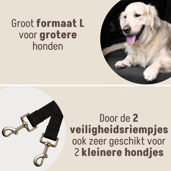 Siège auto pour chien By Cee Cee Deluxe - Panier pour chien avec sangle de sécurité - Panier de voiture pour chien - Siège pour chien - Siège auto - Mokka - Taille L - Otto