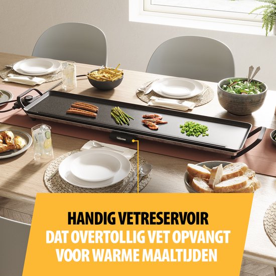 Plaque de cuisson Tristar - BP-2669 - 1 800 W - Gourmet, plaque de grill XL 90 x 23 cm - 8 à 10 personnes