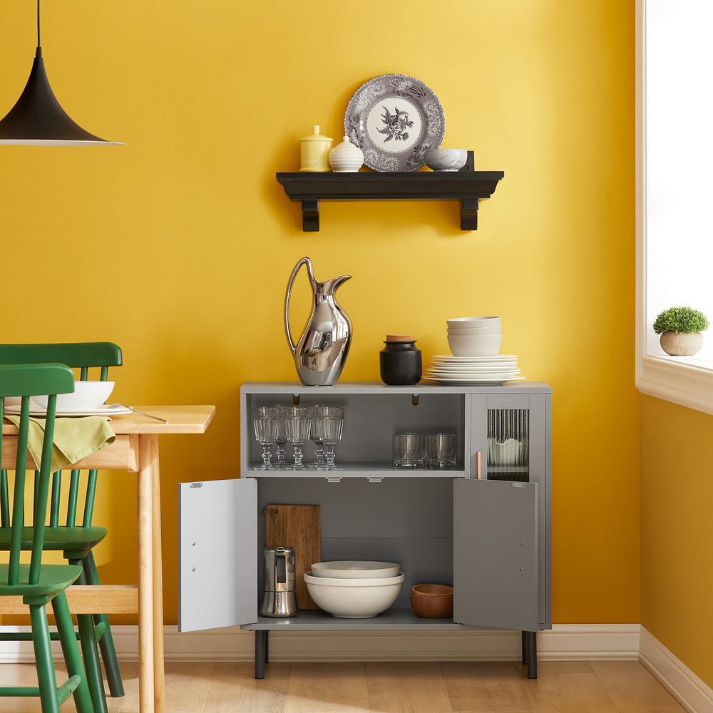 SoBuy FSB82-HG Buffet de salle à manger - Armoire de cuisine - Armoire à chaussures - Armoire à chaussures - Armoire d'entrée - Armoire de rangement avec 1 compartiment et 2 portes