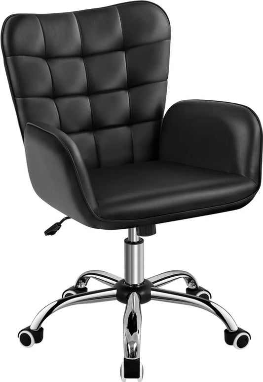 Chaise de bureau ergonomique Yaheetech avec accoudoirs et roulettes - Noir - 65,5 x 64,5 x 83-93 cm
