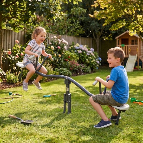 Balançoire pivotante AXI en métal anthracite / crème - Balançoire pour enfants à partir de 3 ans, pivotante à 360° - Balançoire pour aire de jeux / jardin / extérieur