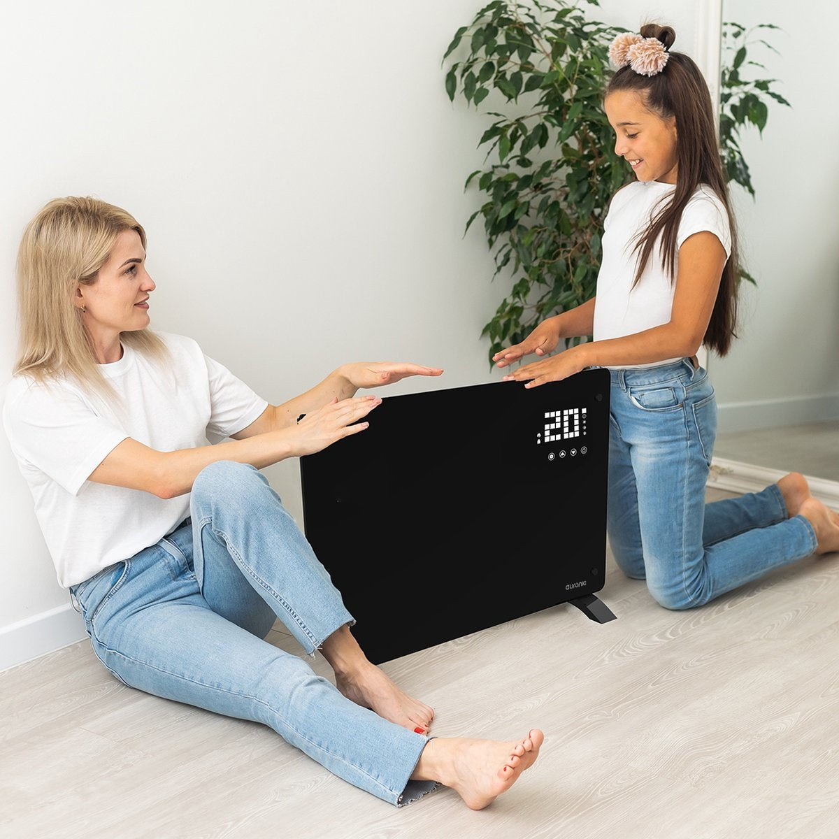 Radiateur éléctrique mobile - Auronic - Thermostat et télécommande - 2000 W - Noir