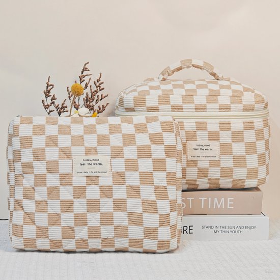 Skycases Travel Essentials - Trousse de maquillage 3 pièces - Coton écologique - Organisateurs floraux matelassés - Spacieuse, durable et idéale pour les voyages
