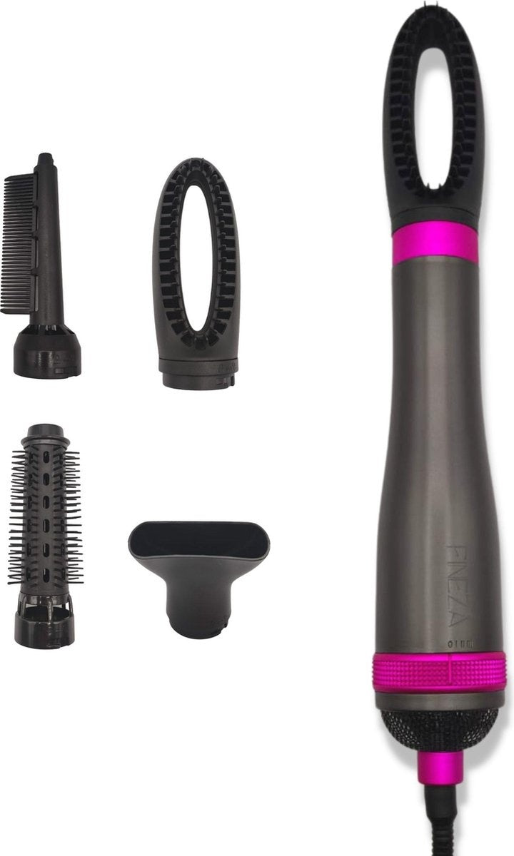 Fineza - Set de brosses pour sèche-cheveux - Noir/Rose