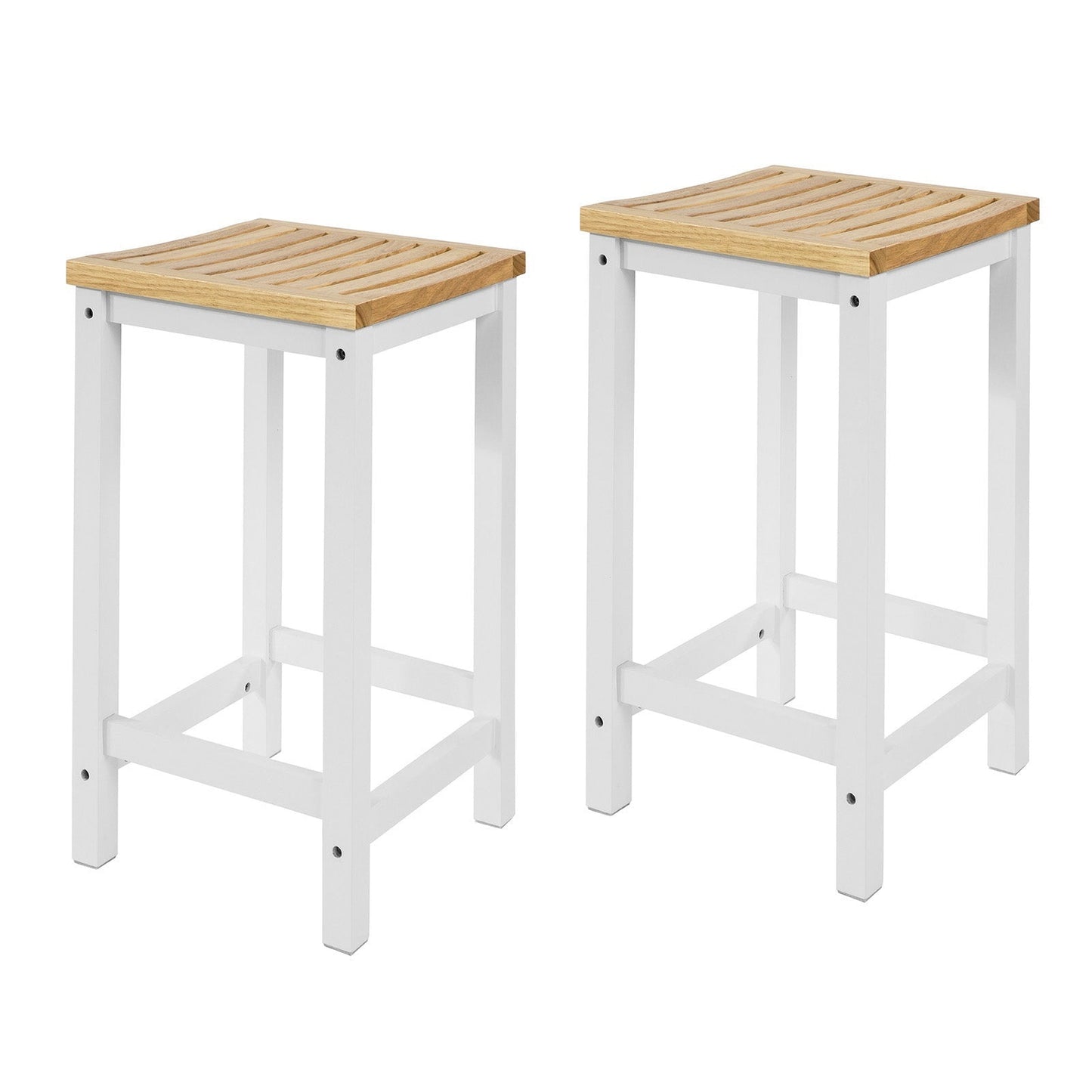 SoBuy FST29-WNx2 Tabouret de bar set of 2 - Max. 100 kg - 35 x 35 x 61 cm - Blanc/ Brun
