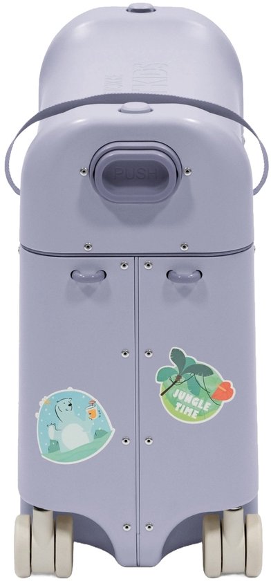 Stokke JetKids BedBox, Arctic Blue - Valise à roulettes pour enfants de 2 à 7 ans (jusqu'à 35 kg) - Peut se transformer en lit - Avec matelas, autocollants décoratifs et sangle de transport réglable