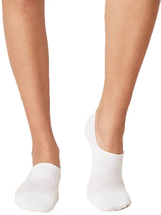 Basset - Chaussettes invisibles unisexes en bambou - Lot de 2 - Taille 35/38 - Blanc