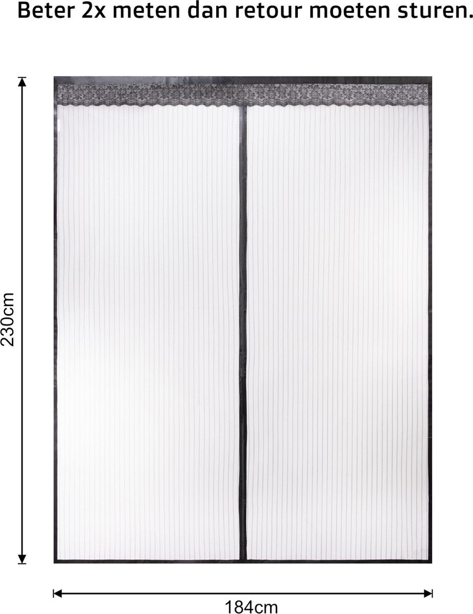 O'DADDY Deurgordijn Deluxe FIBER - Magnetisch Vliegengordijn - Voor Nieuwbouw en Standaard Deuren - Eenvoudige Installatie - Zwarte Hor - 184x230 cm