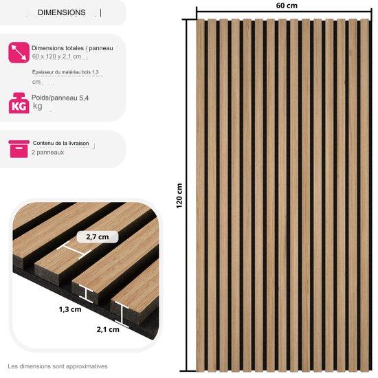 tectake® - Lot de 2 panneaux acoustiques Sonic Wall - chêne clair - Panneau absorbant le son - Isolation acoustique - couleurs variées - dim. par panneau (LxLxH) : env. 120x60x2,1cm