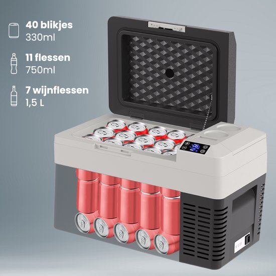 Auronic Electric Cool Box - Frigobox - Compresseur - 12V 230 Volt - Voiture - 25L - Noir/Gris