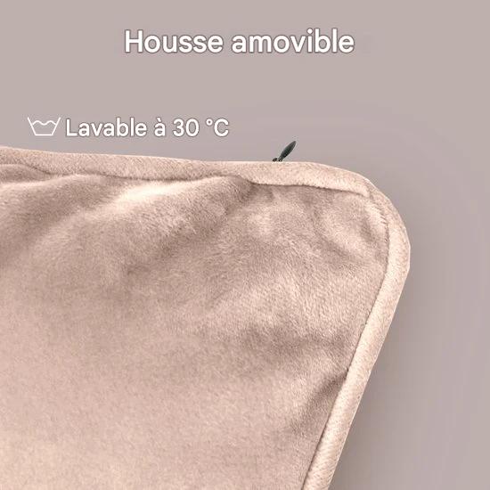 Auronic Oreiller chauffant - Velours - 45x60 - Sans fil - Rechargeable - Oreiller électrique - Infrarouge - Rose