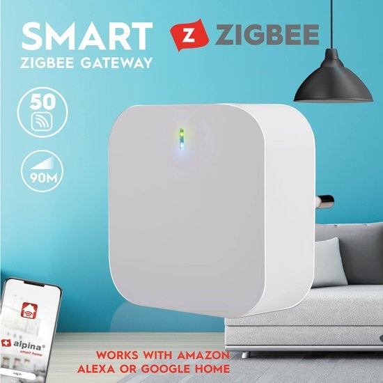 alpina Smart Home - Passerelle Zigbee intelligente - 230V - Connectez jusqu'à 50 appareils intelligents - Système plug-in - Efficacité énergétique