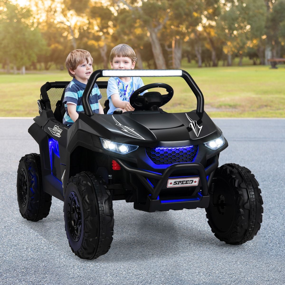 Voiture électrique pour enfants Coast 2 places - avec télécommande et musique - rose