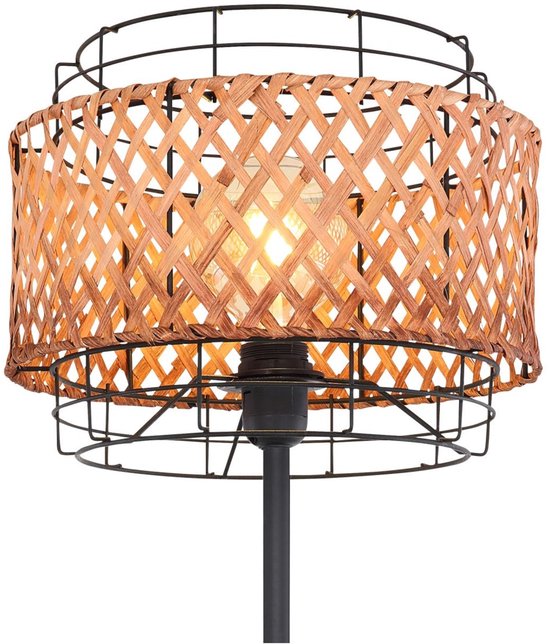 Lampadaire GINA Metal 151.0cm Matt Black | Bamboo E27 1-Light