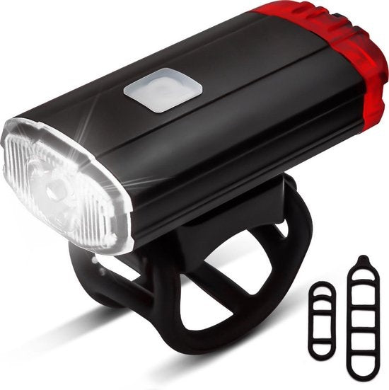 Lampe de vélo LED pour casque - Lampe avant et arrière pour casque - rechargeable par USB, lampe de vélo étanche, noire