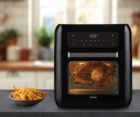 Tomado TAF1201B - Four Airfryer - Friteuse à air chaud - 12 litres - 8 programmes - Sans PFAS - 1500 watts - Noir