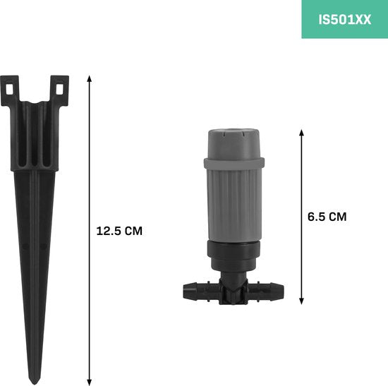 Système d'irrigation VONROC - 3 modes d'arrosage : pulvérisation, goutte à goutte et brumisation - système modulaire comprenant 15m de tuyau, 10x tête d'arrosage, 10x support de tuyau et connecteur rapide universel