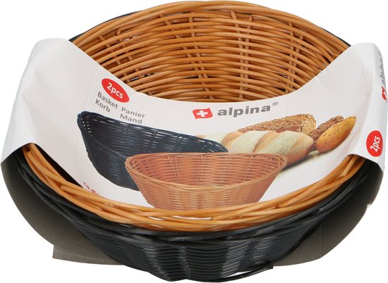 alpina Paniers à pain - 2 pièces - Panier en osier - Brun et noir