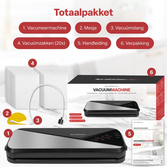 AoraKitchen Aspirateur - Machines à aspirer - 6 fonctions - 20 sacs et tuyau d'aspiration inclus