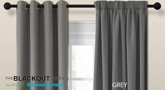 Larson - Rideau occultant uni de luxe - avec crochets - 1,5m x 2,5m - Gris clair