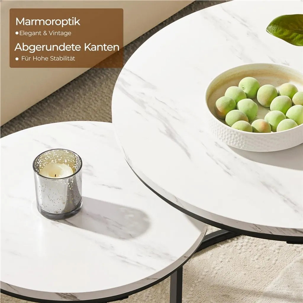 Yaheetech Lot de 2 tables basses – Blanc – Rondes – Ø 60 x 50,5 cm et Ø 40 x 41,5 cm