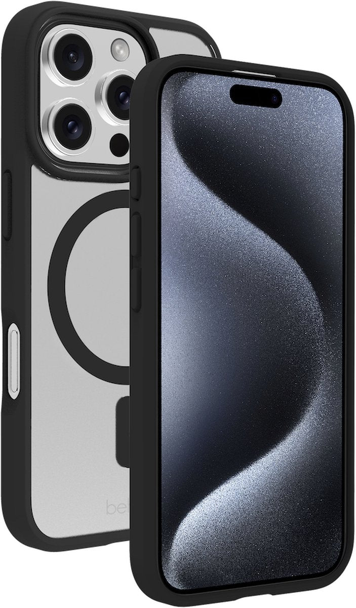 BeHello Case pour iPhone 16 Pro - MagSafe - Flexible - Antichoc - Noir transparent