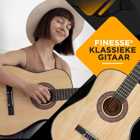 Finesse Acoustic Guitar - with Video Course - Nylon Strings - Classical Guitar - Spanish Guitar - Child - Adults - Natural