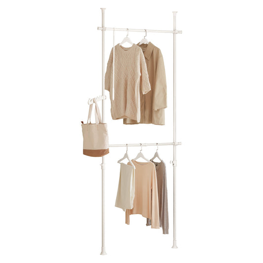 SoBuy Porte-vêtements télescopique - réglable - 126 x 295 cm - blanc