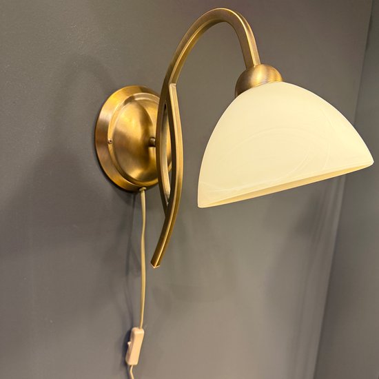 Anthea 4328BR – Applique murale classique avec structure couleur bronze et abat-jour en verre aspect marbre de 17 cm, douille E27, Steinhauer