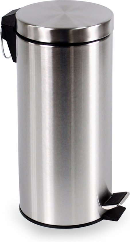 BRASQ Poubelle à pédale 30 litres - acier inoxydable - PB130 - Poubelle à pédale amovible - Poubelle - Corbeille - Poubelle - Déchets