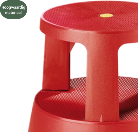 BRASQ Tabouret de marche rouge ST200 - Mobile - Capacité 150 kg - Tabouret de marche - Tabouret de marche adulte - Pied d'éléphant