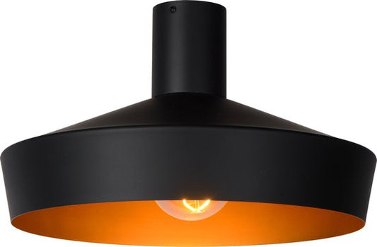 Lucide CARDIFF - Plafonnier - Ø 40 cm - 1xE27 - Noir