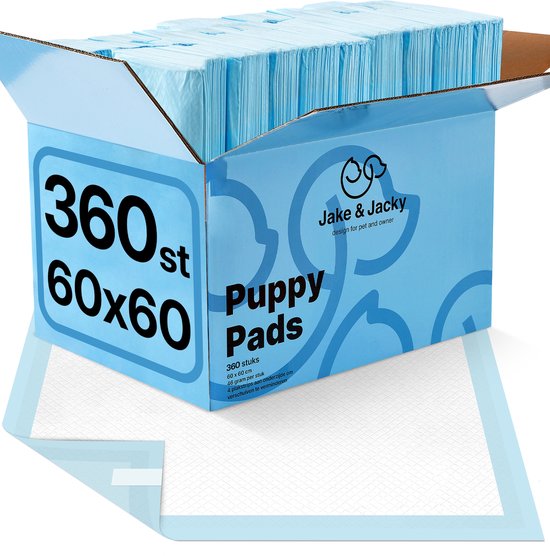 Jake and Jacky : tapis d'apprentissage de la propreté pour chiots avec bande adhésive, 360 pièces - Apprentissage de la propreté pour chiens - Tapis absorbants pour chiens - Toilettes pour chiens - Linges absorbants - Linges pour chiots - Tapis pour chiot