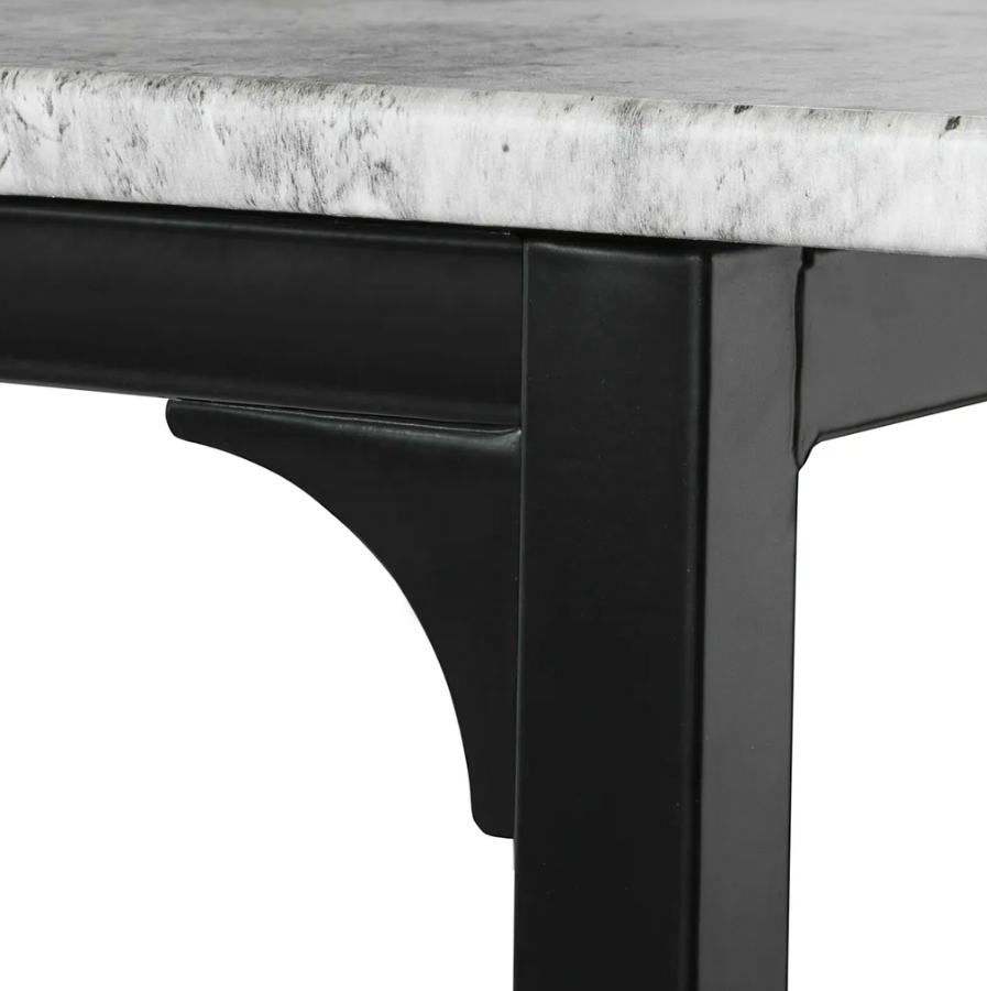 SoBuy Table de bar - 4 tabourets - Ensemble de table de bar - 5 pièces - 100 x 87 - 60 cm - jusqu'à 120 Kg - Gris/Noir