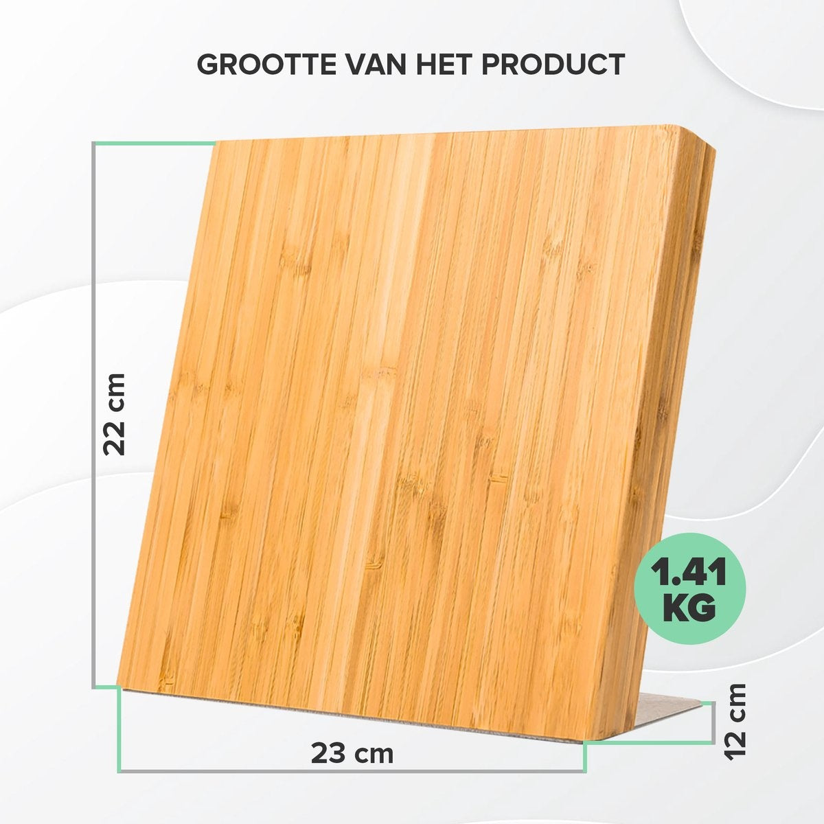 Messenblok Magnetisch 22x23CM - Messenmagneet Zonder Messen - Antislip - Bamboe Messenhouder - Magnetische Messenopberger van Coninx