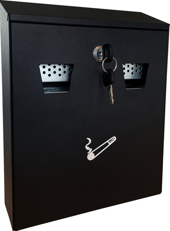 BRASQ Cendrier mural noir - Cendrier - Cendrier extérieur - Cendrier mural verrouillable