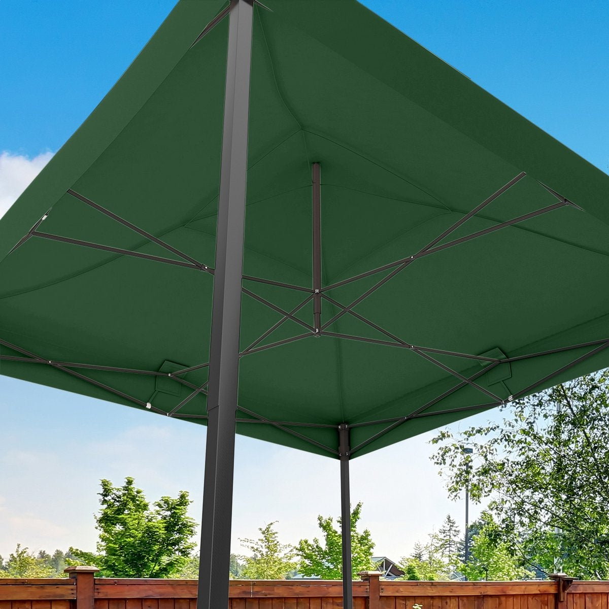 Chapiteau de jardin LifeGoods - 3x3 m - Pliable - Etanche - Sac de transport à roulettes - Vert foncé