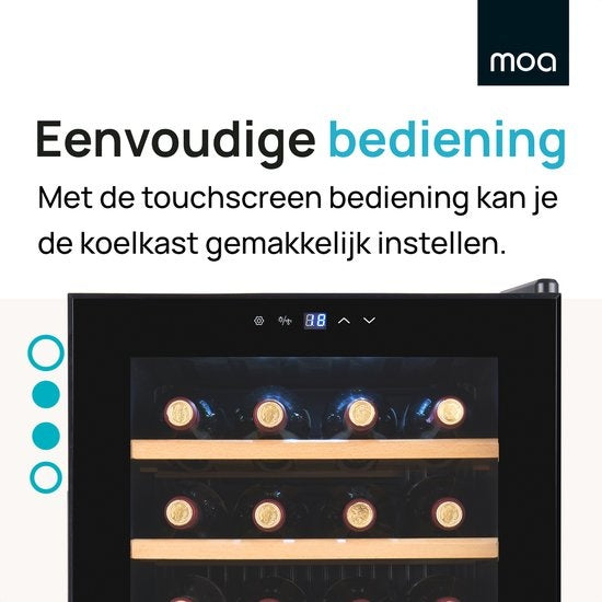 MOA WC70 - Réfrigérateur à vin avec compresseur - Etagères en bois - Refroidisseur à vin - 24 bouteilles - Refroidisseur à vin