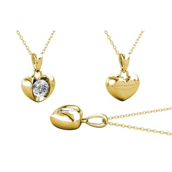 Yolora Collier Femme avec Pendentif Coeur - Cristal Kalpa Camaka - Or - Plaqué Or Jaune 18K - Collier Femme Or - Bijoux - Collier - Boîte Cadeau de Luxe - Boîte Cadeau - Bel Emballage Cadeau - Emballage Cadeau Exclusif