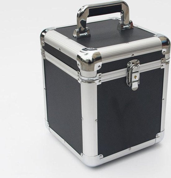 Boîtier pour disques vinyles 7 pouces pour le stockage de 70 à 100 disques vinyles noir aluminium verrouillable