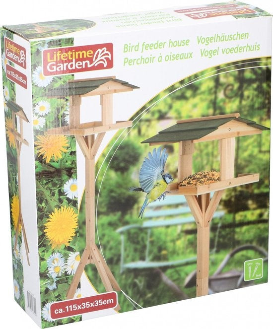 Lifetime Garden - Niche à oiseaux sur poteau - 115 x 35 x 35 CM - Protège la nourriture des oiseaux du soleil et de la pluie - pour le jardin et le balcon