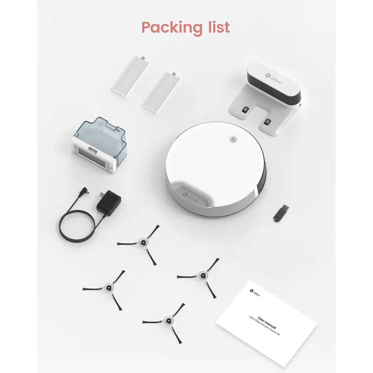 Robot aspirateur Lefant N1 avec télécommande et fonction de lavage - 4 500 Pa - Blanc