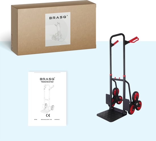 BRASQ Chariot d'escalier - Acier - Capacité 120KG - Chariot de transport - Aide au transport - Pliable - Chariot d'escalier