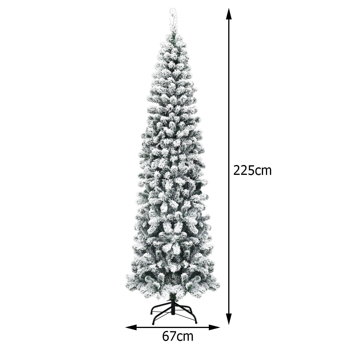 Coast - Crayon pour sapin de Noël - Avec neige, 350 LED et 641 branches - 225 cm - PVC/métal - Vert/Blanc chaud