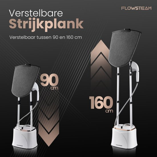 FLOWSTEAM® PRO Défroisseur à linge - Défroisseur à main - Nettoyeur vapeur - Défroisseur à linge - 150 minutes de vapeur - Cordon de 2,5 m - Blanc