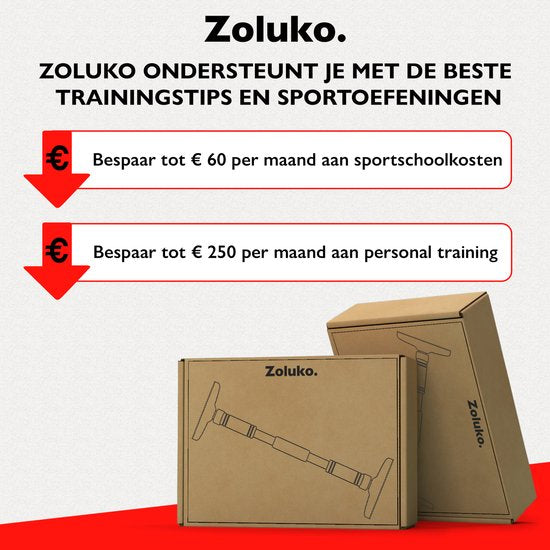 Zoluko Professional Pull Up Bar - Capacité de charge de 200kg - Livret électronique inclus - Fixation facile - Barre de traction pour le fitness - Station de traction pour le sport à domicile - Barre de traction pour le menton - Noir/Rouge