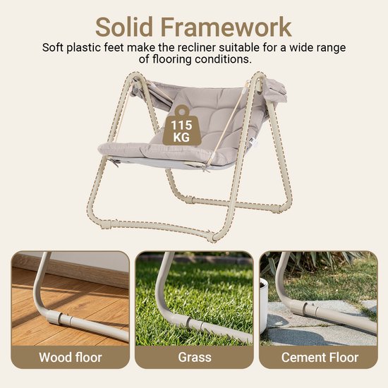 SoBuy OGS62-MI Fauteuil à bascule avec parasol réglable - Pour l'intérieur et l'extérieur - Hamac et chaise de jardin d'extérieur - beige, 108 x 126 x 163 cm