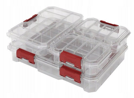QBRICK SYSTEM Organizer Compact Set 1 B – 4 pièces – Boîtes de rangement avec compartiments - Transparentes